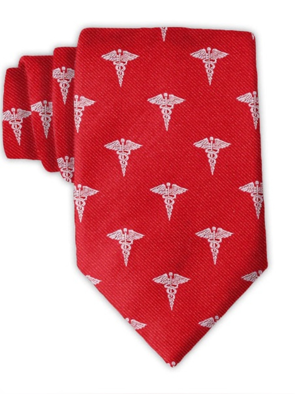 Red Medical Caduceus Pattern Tie, Men Physician Medicine Doctor inspired necktie